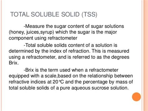 total soluble solids meaning|Measurement of total soluble solids and moisture in .